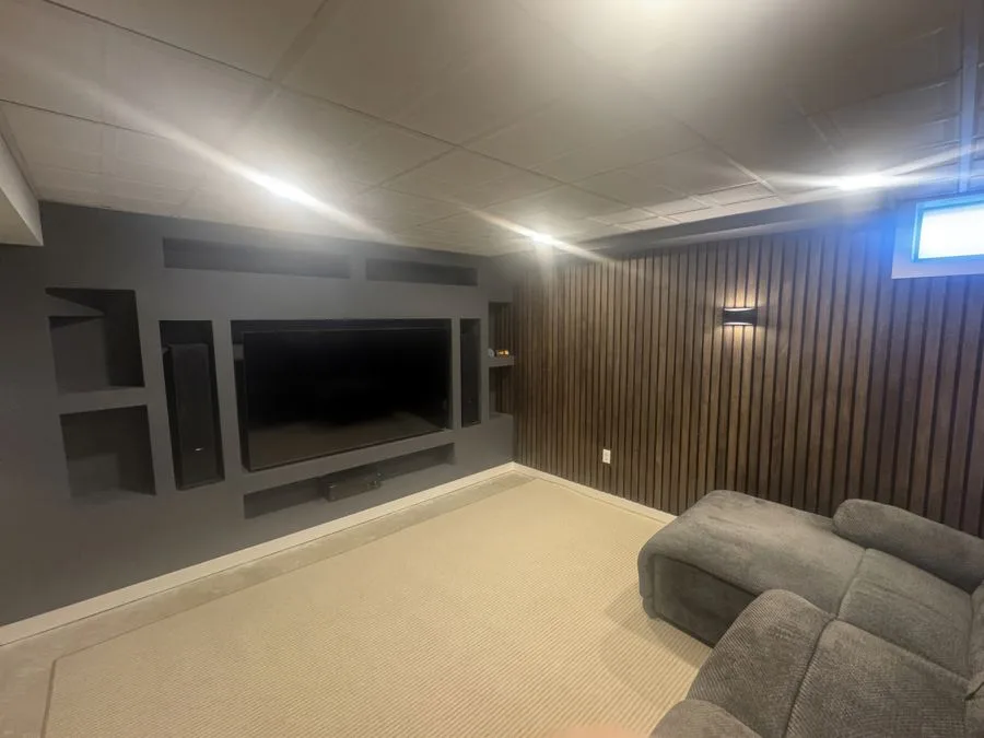 Custom finished basement and media room build-out in Main Line PA
